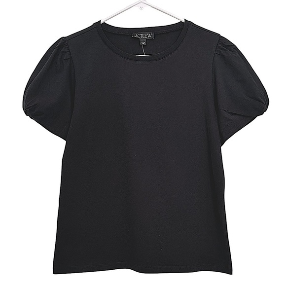 NEW J. CREW J. CREW Vintage jersey puff-sleeve T-shirt in black size small - Picture 1 of 8